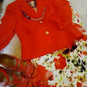 Tangerine and Floral Skirt Set